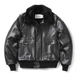 Men’s Black A-2 Leather Jacket w/ Faux Shearling – Schott