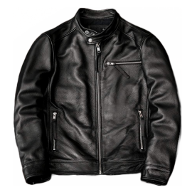 Black Leather Biker Jacket for Men – Mark