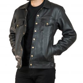 Men’s Smart Casual Leather Jacket w/ Shirt Collar – Maximus