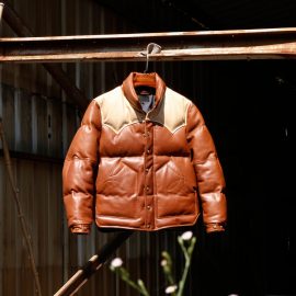 Rust Designer Puffer Leather Jacket – Brando