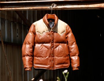 Rust Designer Puffer Leather Jacket - Brando