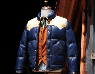 Blue Designer Puffer Leather Jacket - Brando